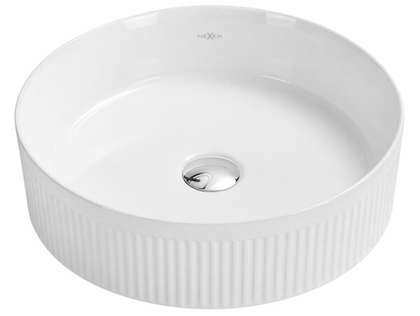 Mexen Grovo lavabo da appoggio scanalato 35 x 35 cm, bianco - 22303500