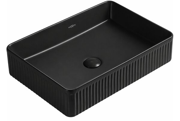 Mexen Grovo lavello da appoggio scanalato 50 x 34 cm, nero opaco - 22305085
