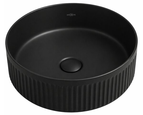 Mexen Grovo lavabo da appoggio scanalato 35 x 35 cm, nero opaco - 22303585