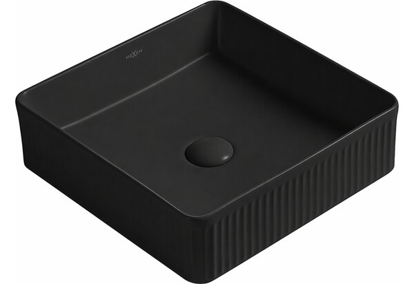 Mexen Grovo lavabo da appoggio scanalato 37 x 37 cm, nero opaco - 22303785