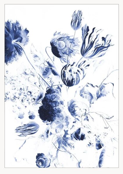 Carta da parati in tessuto non tessuto Royal Blue Flowers II