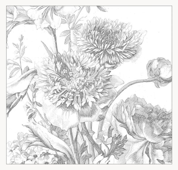 Carta da parati in tessuto non tessuto Engraved Flowers