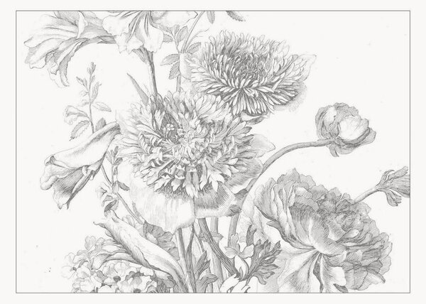 Carta da parati in tessuto non tessuto Engraved Flowers