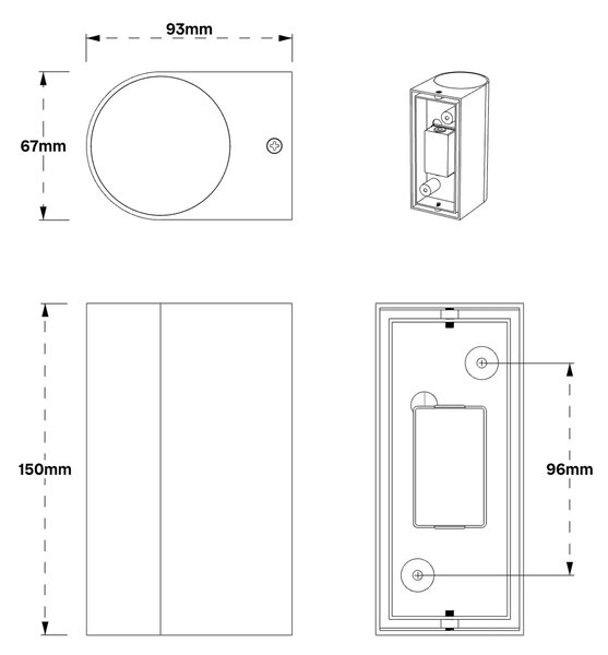 Applique da Esterno Bidirezione IP65 GU10 Stondata - Bianca