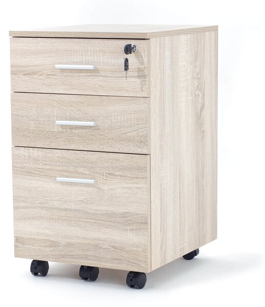 Cassettiera con Ruote 3 Cassetti in Mdf Chest Rovere