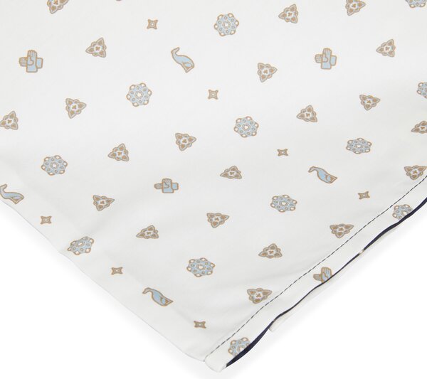Completo Copripiumino In Raso Di Cotone Bowtie Matrimoniale - 255X255 175X205 + 2 Federe 50X80 Trussardi Geometrico Blu Caleffi