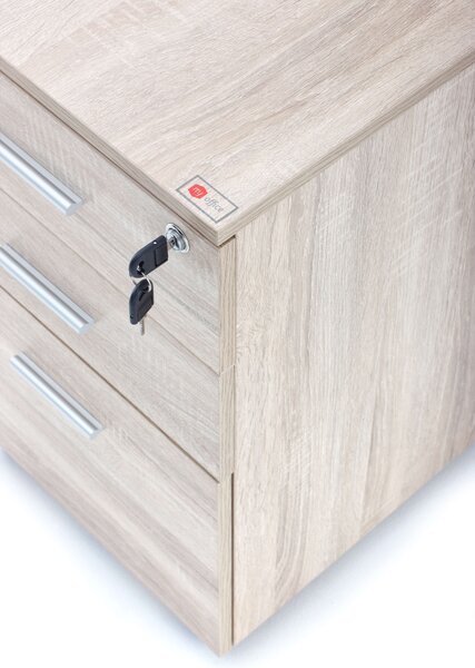 Cassettiera con Ruote 3 Cassetti in Mdf Chest Rovere