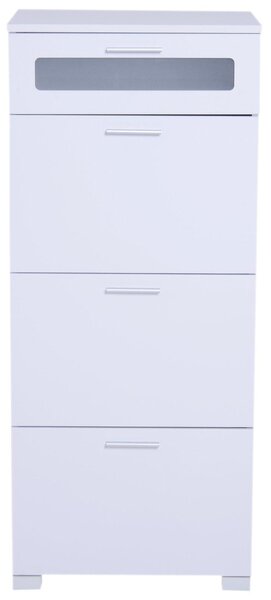 Cassettiera per Archiviazione con 4 Cassetti in Legno Bianco 50x40x116,5 cm