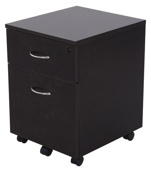 Cassettiera Portadocumenti da Ufficio in Legno 2 Cassetti per A4 Chiusura di Sicurezza Nera