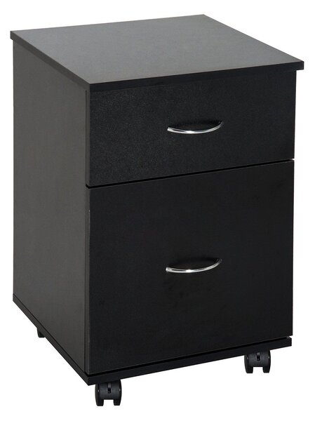 Cassettiera a Rotelle da Ufficio Salvaspazio in Legno Nero 41x39x58 cm