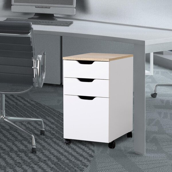Cassettiera Portadocumenti da Ufficio in Legno Bianco 33x45x60 cm