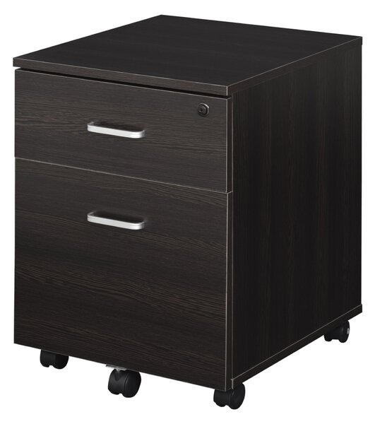 Cassettiera Portadocumenti da Ufficio 40x44x54,6 cm 2 Cassetti in Legno Nera