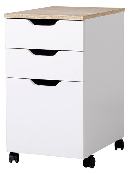 Cassettiera Portadocumenti da Ufficio in Legno Bianco 33x45x60 cm