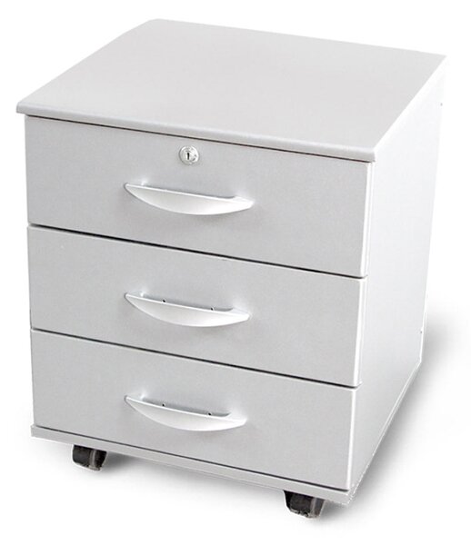 Cassettiera 3 Cassetti 45,5x40x61 cm con Ruote in MDF e PVC Bianca