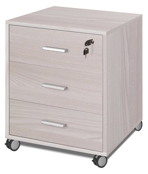 Cassettiera 3 Cassetti su Ruote 50x70x41 cm Olmo Chiaro