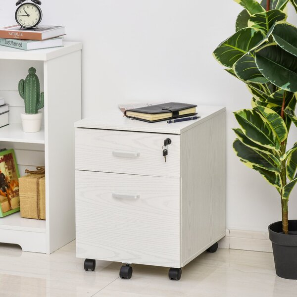 Cassettiera Portadocumenti da Ufficio 40x44x54,6 cm 2 Cassetti in Legno Bianca