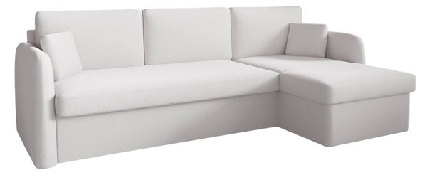 Divano angolare NICE Abriamo Boucle Ecru Light con funzione letto e box letto Divano letto Divano letto Ottomana Universale Destra o sinistra
