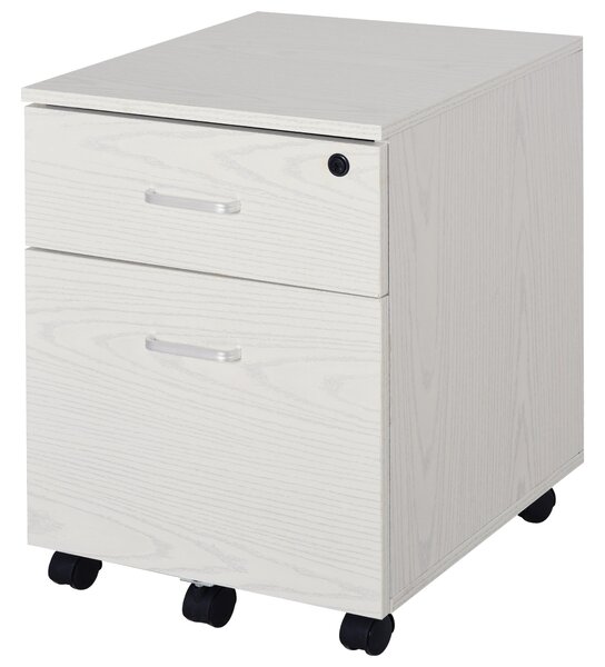 Cassettiera Portadocumenti da Ufficio 40x44x54,6 cm 2 Cassetti in Legno Bianca