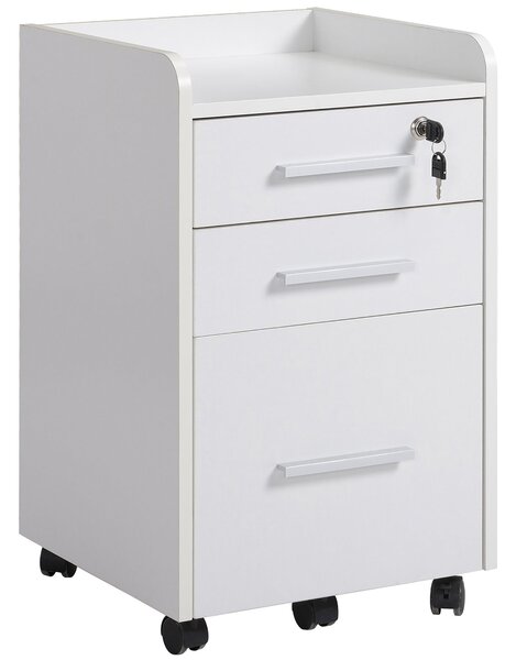 Cassettiera Portadocumenti da Ufficio 39,2x40x65,4 cm 3 Cassetti Bianca