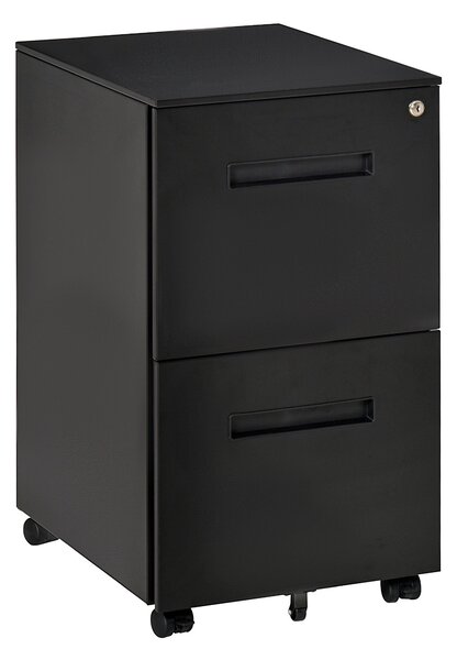Cassettiera Schedario 2 Cassetti da Ufficio 39x48x67 cm in Acciaio Nero