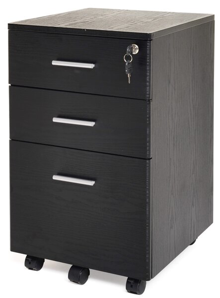 Cassettiera da Ufficio 3 Cassetti Chest Nera