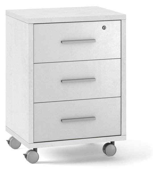 Cassettiera 3 Cassetti su Ruote 51x71x41 cm Ossido Bianco