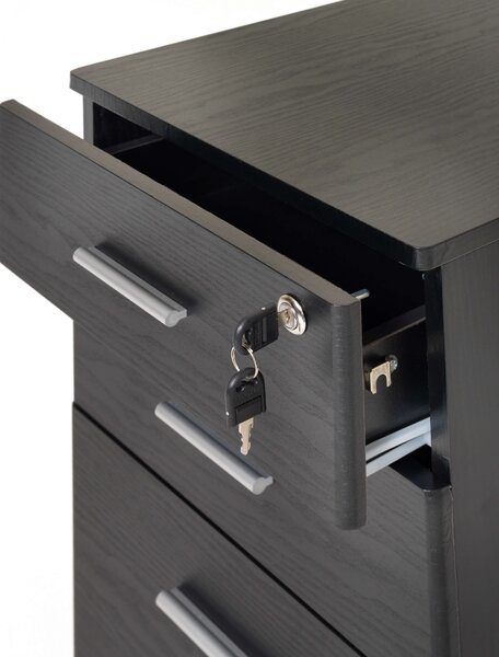 Cassettiera da Ufficio 3 Cassetti Chest Nera