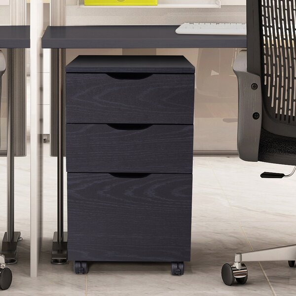 Cassettiera Portadocumenti da Ufficio 34x40x60,5 cm 3 Cassetti Nera