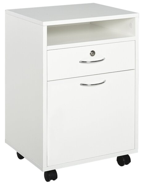 Cassettiera Portadocumenti da Ufficio 40x35x60 cm in Legno Bianco