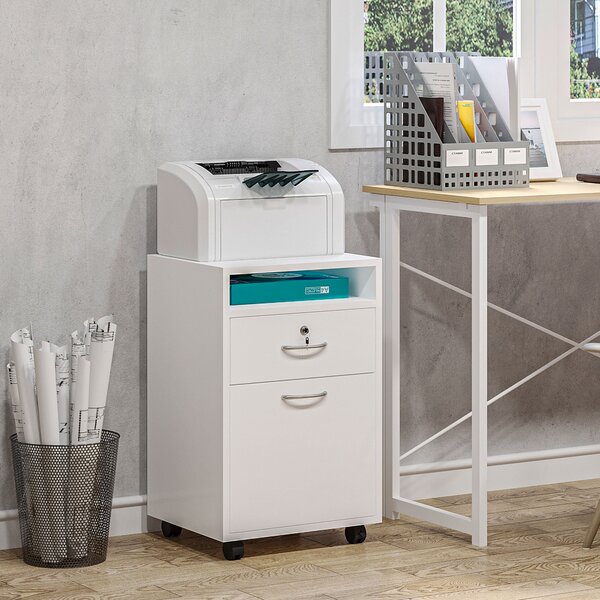 Cassettiera Portadocumenti da Ufficio 40x35x60 cm in Legno Bianco