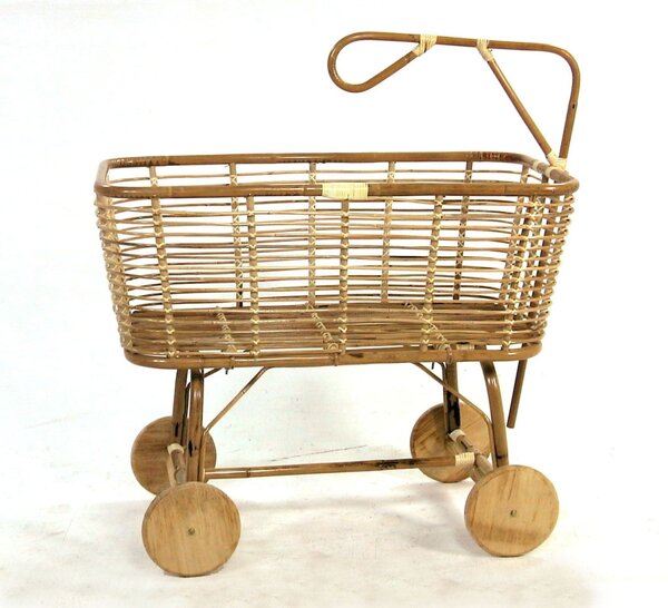 Culla per Bambini in Rattan Ruote in Legno Norma