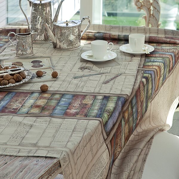 Tovaglia Da Cucina In Raso Di Cotone Book-shop 150X230 Mirabello Moderno Multicolor Caleffi