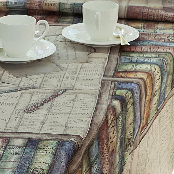 Tovaglia Da Cucina In Raso Di Cotone Book-shop 150X230 Mirabello Moderno Multicolor Caleffi