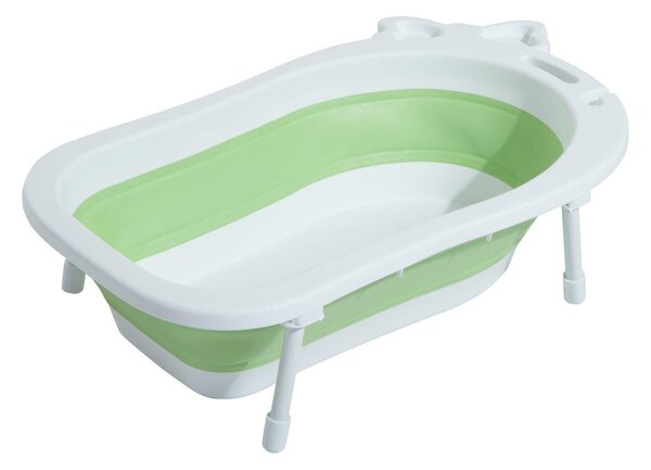 Vaschetta Bagnetto per Neonati Pieghevole Bianco e Verde 89x53.5x38 cm