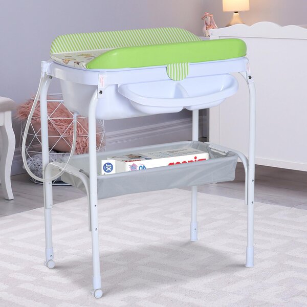 Fasciatoio con Vaschetta per Neonati Verde 81x53x102 cm