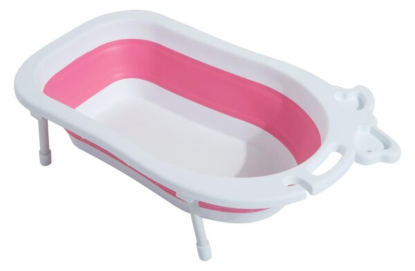 Vaschetta Bagnetto Neonati Pieghevole Bianco e Rosa 89x53.5x38 cm