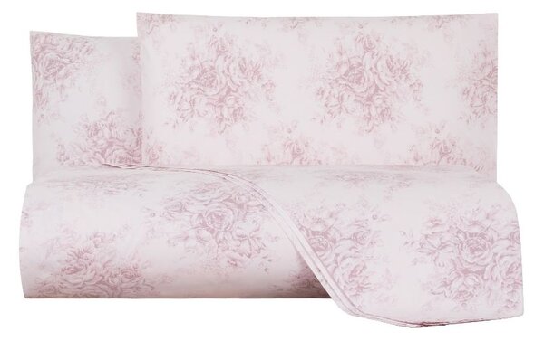 Copripiumino Con Federe In Percalle Dafne 255X205 + 2 Federe50X80 Bellora Floreale Rosa Caleffi
