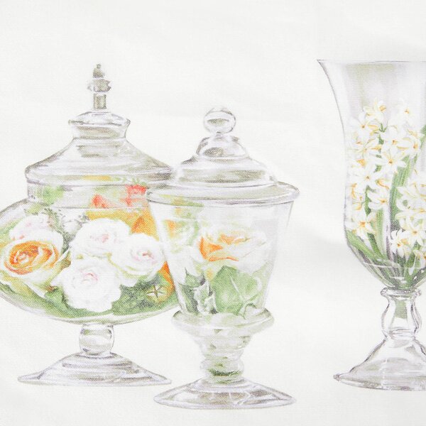 Tovaglia Da Cucina In Raso Di Cotone Vasi Di Fiori 150X260 Mirabello Floreale Multicolor Caleffi
