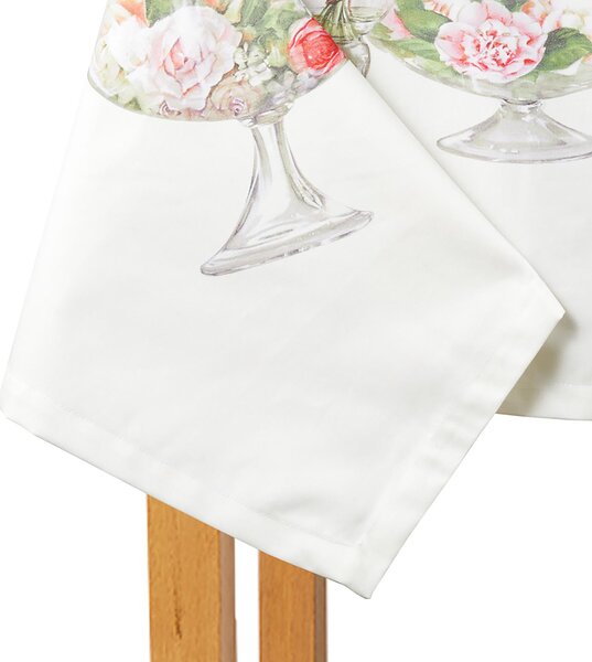 Tovaglia Da Cucina In Raso Di Cotone Vasi Di Fiori 150X260 Mirabello Floreale Multicolor Caleffi
