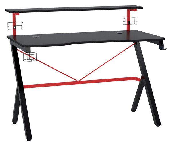 Scrivania Gaming con Ripiano Monitor 120x60x97 cm in MDF e Metallo Nero
