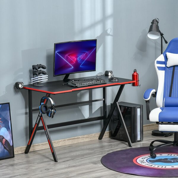 Scrivania da Gaming 120x60x76 cm in MDF e Metallo Nero