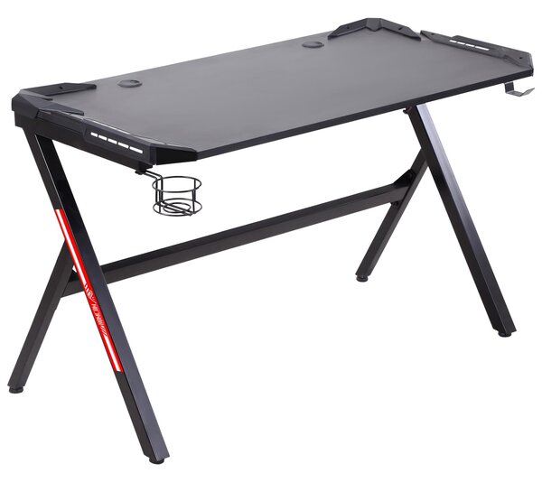 Scrivania da Gaming con Luci LED 120x60x73 cm in MDF Nero
