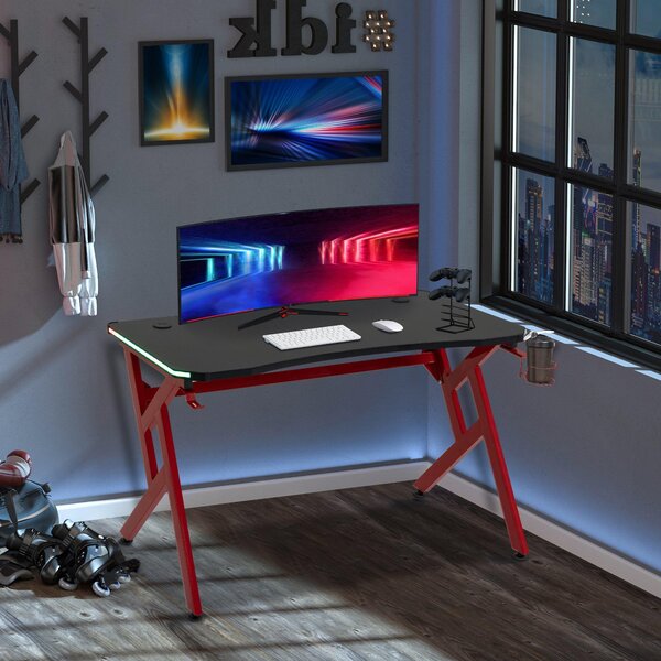 Scrivania da Gaming 120x60x74,5 cm in Truciolare e Acciaio Nero