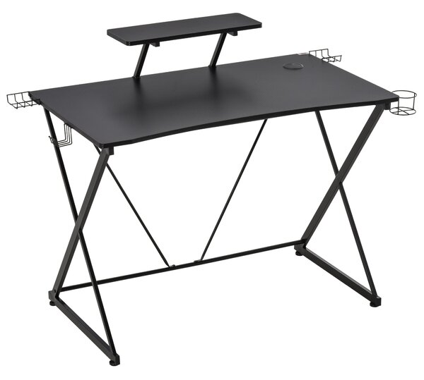 Scrivania da Gaming 106x60x93,5 cm con Ripiano in MDF e Metallo Nero