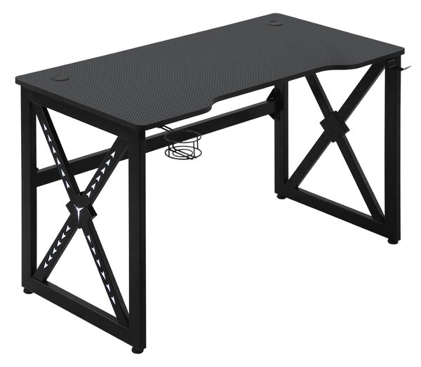 Scrivania Gaming con Luci LED 120x60x73 cm in MDF e Metallo Nero