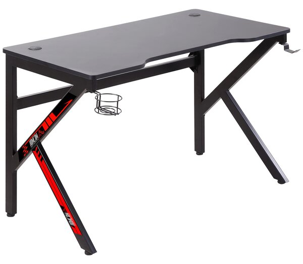 Scrivania Gaming 120x60x73 cm in MDF e Metallo Nero