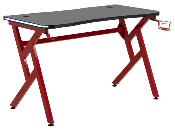 Scrivania da Gaming 120x60x74,5 cm in Truciolare e Acciaio Nero