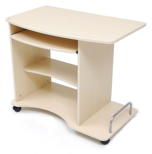 Scrivania Porta Pc 90x55xH77cm in Legno con Portatastiera Smart Acero