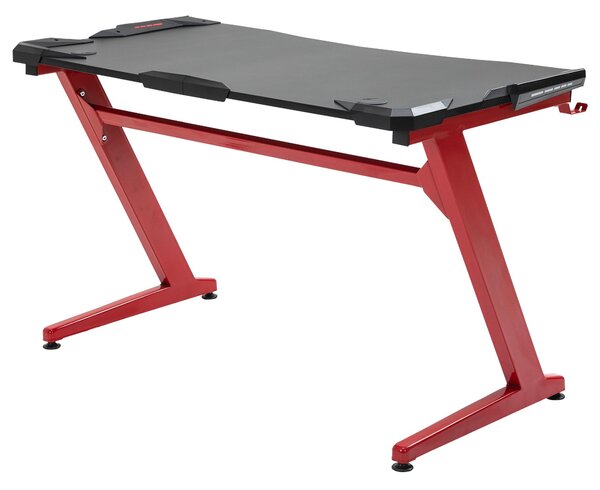 Scrivania Gaming 122x66x96 cm in Metallo e Legno Nero e Rosso