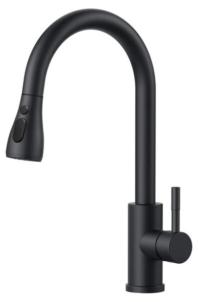 Rubinetto da cucina - Miscelatore estraibile - Acciaio inossidabile - Nero - Girevole a 360°